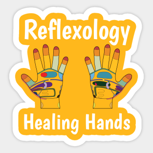 Reflexology Healing Hands (white text) (hand map) Sticker